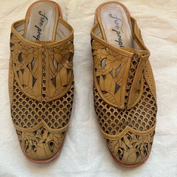 Free People Shoes - Free People Mustard Yellow Mules with Cutouts
